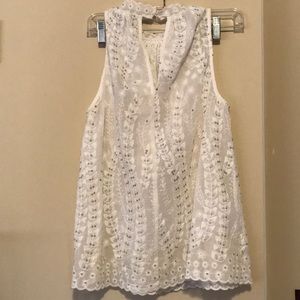 White flowy high neck tank top